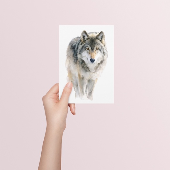 Watercolor Wolf with Mystical Aura Portrait Wall Art Print Poster, Unframed - Picture 5 of 6